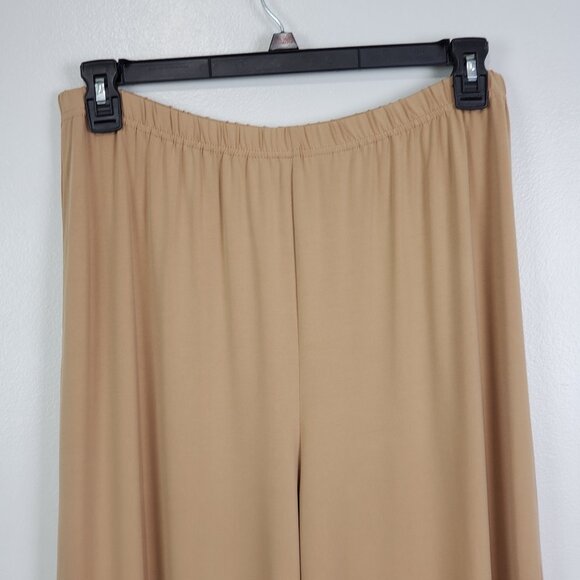 Bob Mackie Wearable Art Pull-On Stretchy Wide Leg Tan Pants Size L - Picture 2 of 12